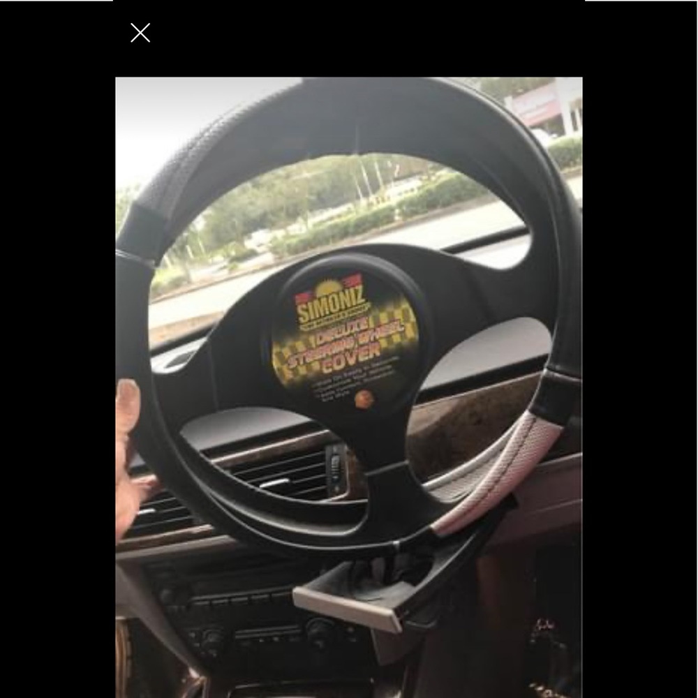 Black and Silver Steering Wheel Cover